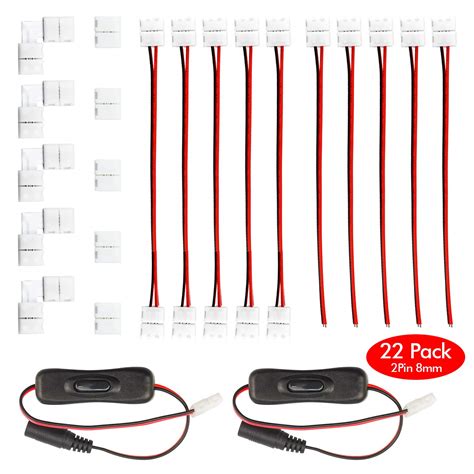 Buy 22 Pcs 3528 2835 8mm 2 Pin LED Strip Light Connector Kit with ...