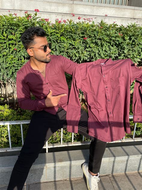Burgundy Chinese Collar Shirt – Likera