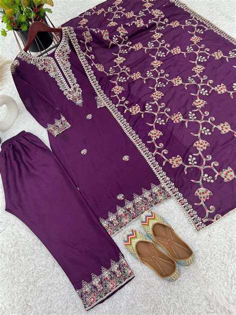 Wine Color Sequence Work Salwar Suit – vastracloth