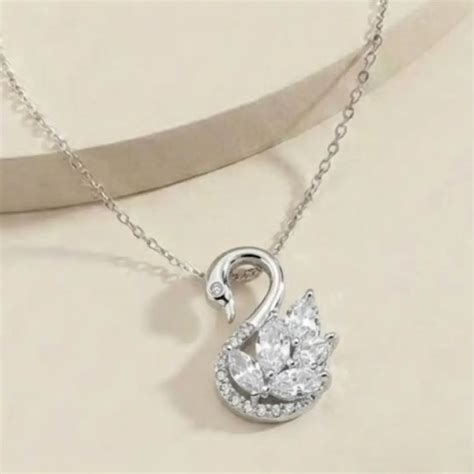 Swan Crystal Pendant Necklace | Buy 925 Silver Jewelry | The Velvet Box