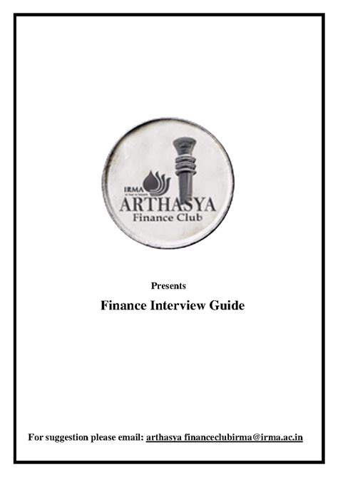 Finance Dossier- SIS Preparation - Presents Finance Interview Guide For ...