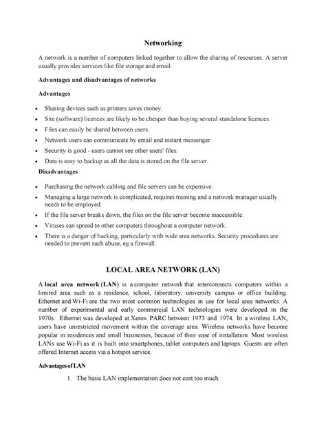 Wide area network - Its lecture notes - Networking A network is a ...