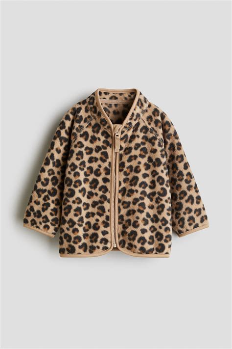 Fleece jacket - Beige/Leopard print - Kids | H&M IN
