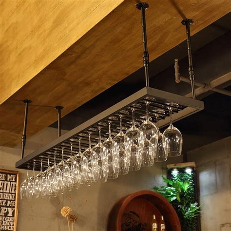 FEIFEI Wine Rack Iron Art Industrial Wind Suspension Display Stand ...