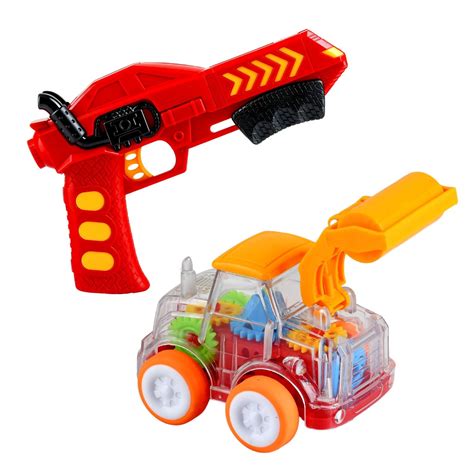 Braintastic Car Launcher Transparent Gear Toy Gun Catapult Car Shooting ...