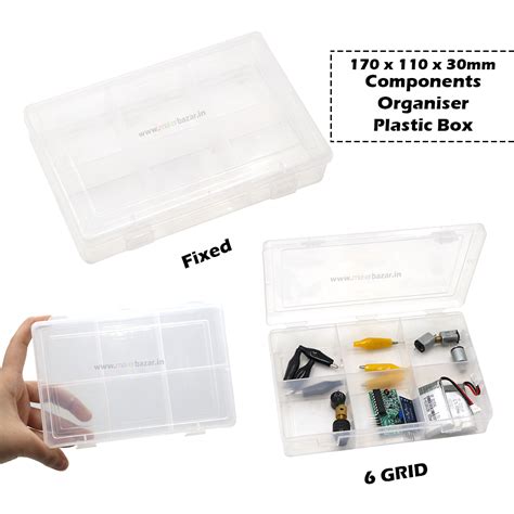 Clear Plastic Box Component Organizer with Fixed Partitions