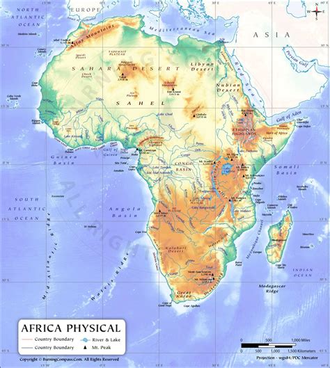 Africa Physical Map, Africa Physical Features Map