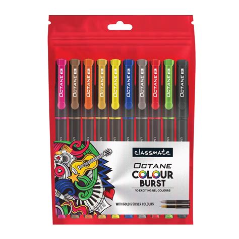 Buy Classmate Octane Colour Burst-Multicolour Gel Pens (Pack of 10 ...