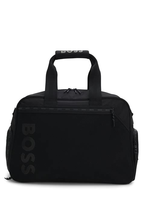 BOSS - Colour-blocked holdall with reflective logo - Black