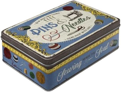 Nostalgic-Art Retro storage tin box flat, 84.5 oz, Pins & Needles ...