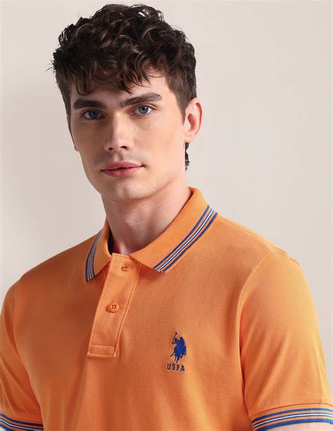Buy Men Slim Fit Pure Cotton Polo Shirt Orange|U.S. Polo Assn. India