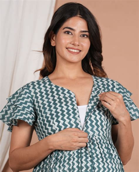 Women Cotton lace Printed Nursing 3 Tier maternity Dress – Sevya