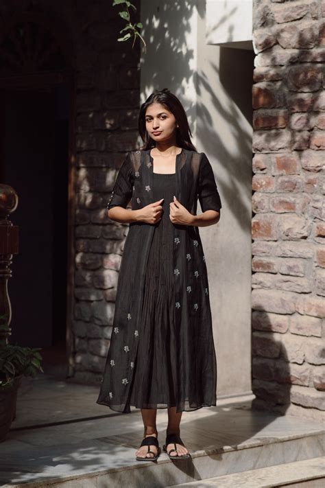 Black Handloom Chanderi Co-ord Set with Jacket – Studio Bustle