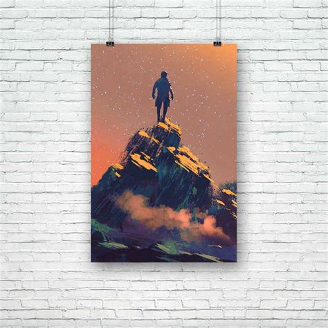 Man Standing On Top Of The Hill Unframed Paper Poster – ArtzFolio.com