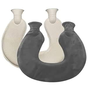 Zepham U-Shaped Hot Water Bottle with Soft Cover, 2L Neck Hot Water Bag ...