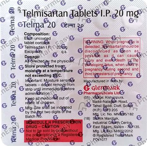 Telma 20 MG Tablet (10): Uses, Side Effects, Price & Dosage | PharmEasy