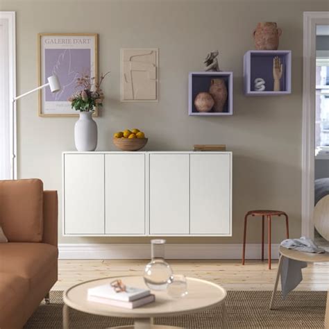 EKET wall-mounted cabinet combination, white/pale lilac, 175x35x70 cm ...