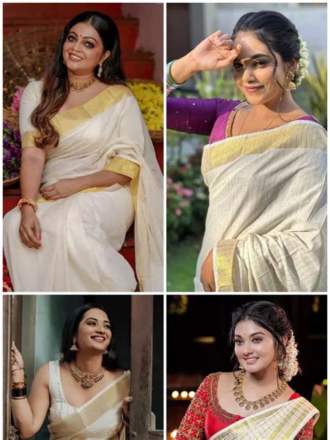 Kerala Piravi 2023: Saree looks inspired by Malayalam TV beauties ...