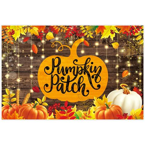 Allenjoy 68" x 45" Autumn Pumpkin Patch Backdrop Fall Harvest Wood ...