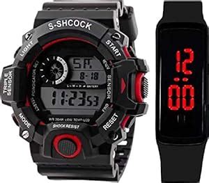 SELLORIA Silicone Digital Unisex-Child Watch (Black Dial) (Pack Of 2 ...