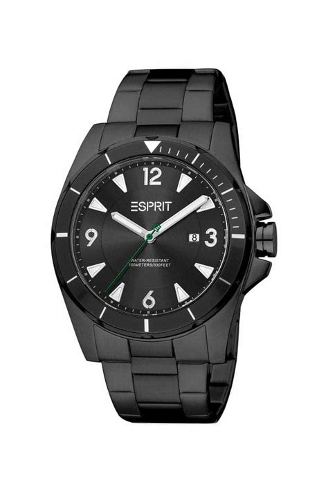 Esprit Mens 44 mm Black Dial Stainless Steel Analog Watch - ES1G322M00