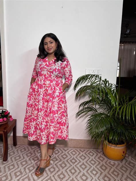 Pink Floral COTTON Tiered Dress – BaSaKa