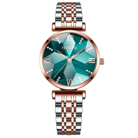 NIBOSI Women Stainless Steel Analog Watch Rose Gold Square Dial