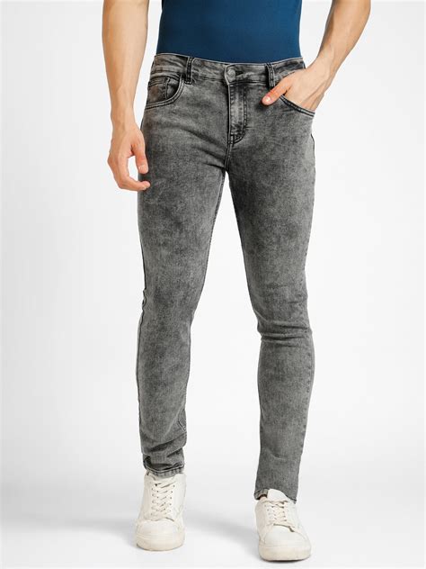 Men's Dark Grey Regular Fit Washed Jeans Stretchable – Urbano Fashion