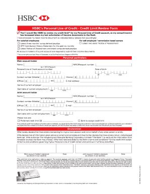 SG HSBC Credit Limit Review Form - Fill and Sign Printable Template Online