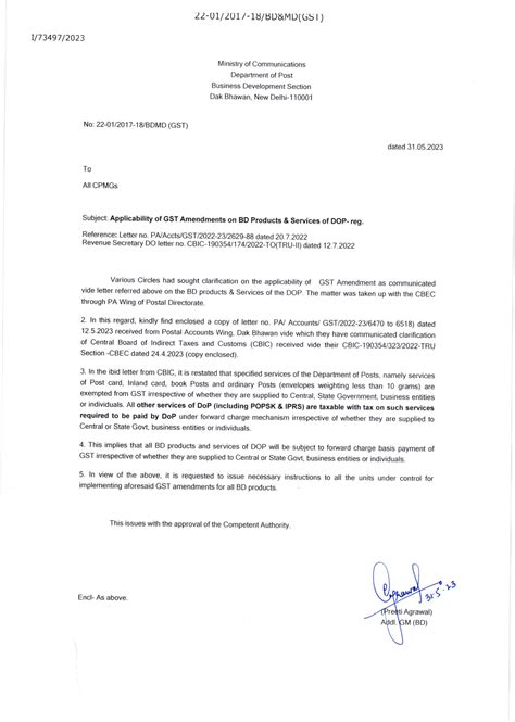 Applicability GST Amendments to BD Products and service of DOP - Dte ...