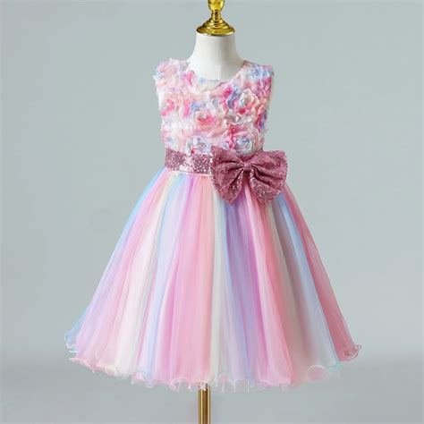 Girls Pink Floral Applique Party Dress | Knee Length – INCLUD
