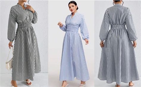 Buy KARMA APPAREL Women Striped Long Sleeve Crepe Fit & Flare Long ...