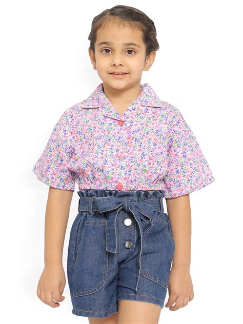 Buy nauti nati Girl's Floral Regular Fit Shirt (NN313-503_Multicolor at ...