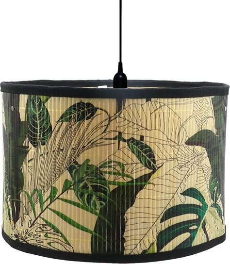 Crapyt Round Decorative Shades Table Lamp, 11.81"×7.87" Bamboo Shade ...