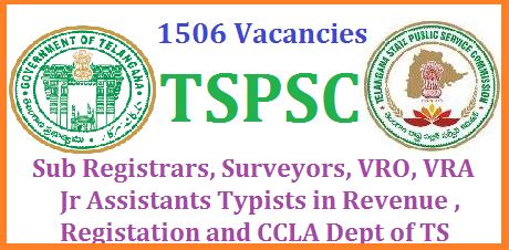 Revenue Dept 1506 Vacancies Sub Registrars Surveyors Jr Assistants VRO ...