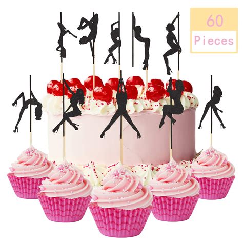 Buy Jetec 60 Piece Stripper Pole Cupcake Topper Picks Dancing Girl ...