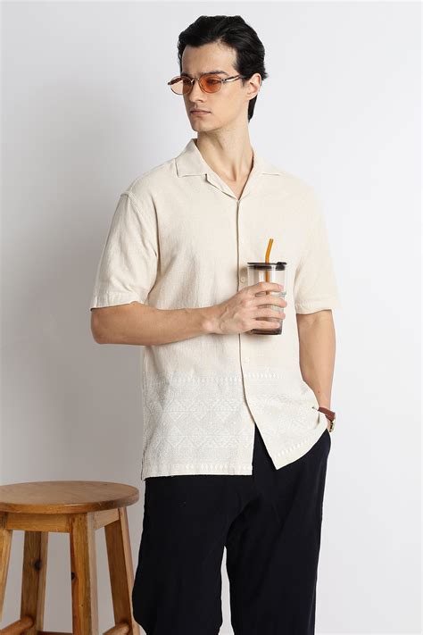 Buy Textured Cotton Shirt for Men with Dobby Weave Green - Blu Mnky