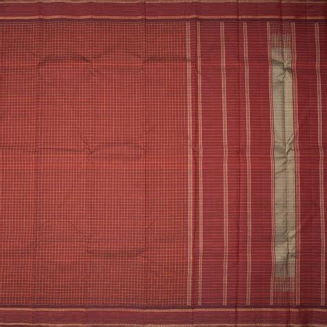Brown Micro Checked Silk Saree With Striped Border – Kumaran Silks