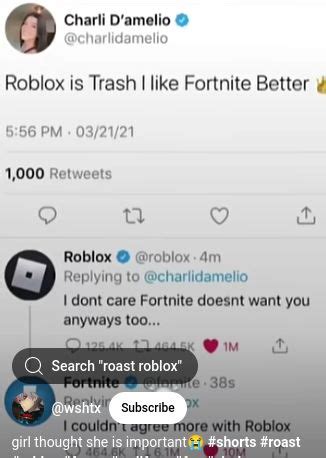 Roblox's Savage Reply to Charli D'Amelio - Memes - Worst Jokes Ever