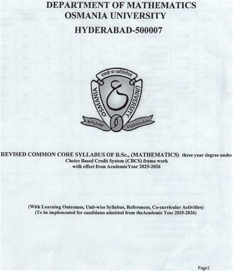 B.Sc. Mathematics (CBCS) Revised Syllabus & Course Structure 2025-26 ...