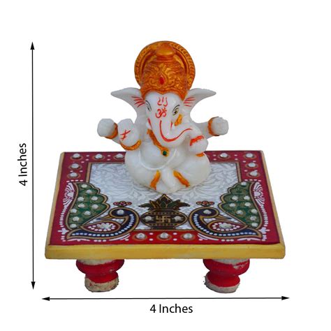 Designer Rakhi with Lord Ganesha Marble Chowki and Roli Tikka Matki ...