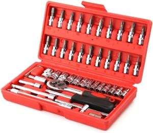 Techtest Socket Tool Set Combination Bit Wrench Tool Kit Set 46 in 1 ...