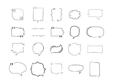 Hand drawn of doodle quotes boxes, speech bubbles isolated on white ...