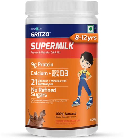 Gritzo SuperMilk Daily Nutrition (8-12y Young Athlete),9g Protein ...
