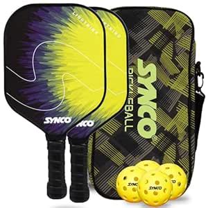 Synco Pickleball Paddle Set | 2 Pickleball Rackets and 4 Pickleballs ...