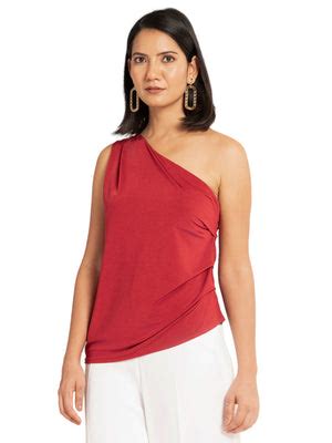Red One Side Off Shoulder Top – D'Almirah