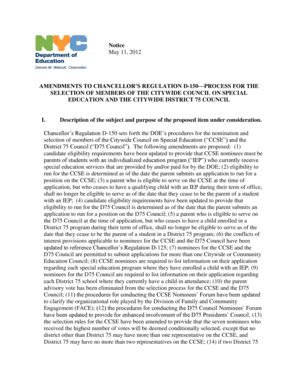 Fillable Online schools nyc AMENDMENTS TO CHANCELLOR'S REGULATION D-150 ...