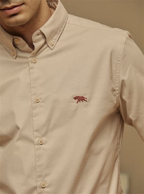 Buy Sand Oxford Shirt | Casual Beige Solid Shirt for Men Online | Andamen