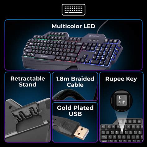 ZEBRONICS Zeb-Optimus (Zeb-KMC 2) Wired USB Standard Gaming Keyboard ...