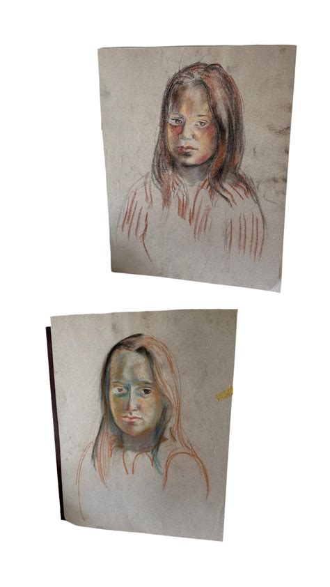 Buy Front and Back Color Pencil Drawing Portrait of Girl Online in ...
